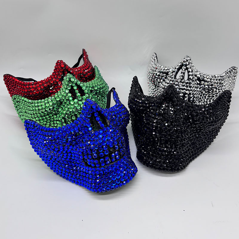 Respirator Half Face - Rhinestone Half Skull Mask for Men