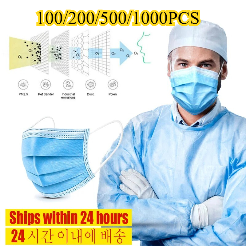 Disposable Mask Blue - 3-Layer Disposable Face Mask-Anti-Dust Non-Woven Meltblown