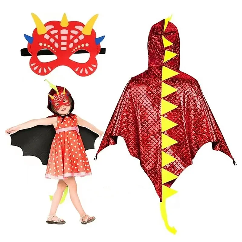 Child Green Dinosaur Cloak wit - Kids Face Mask 评论和价格