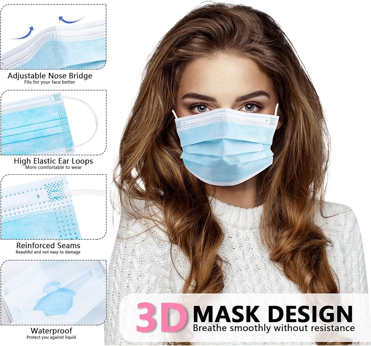 100pcs blue disposable protect - Disposable Mask Blue 评论和价格