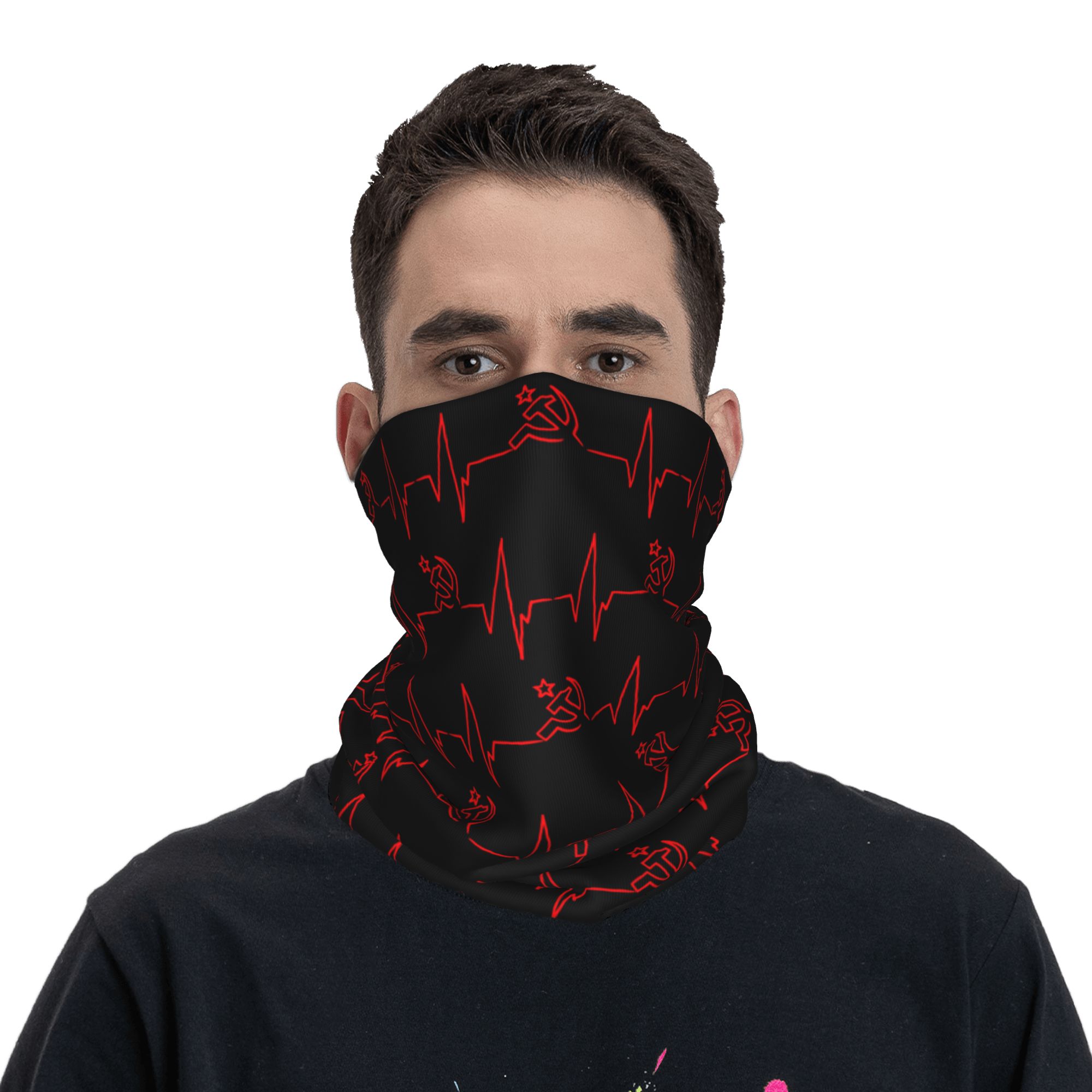 Custom Heartbeat Russian Flag  - Neck Gaiter Face Cover 评论和价格