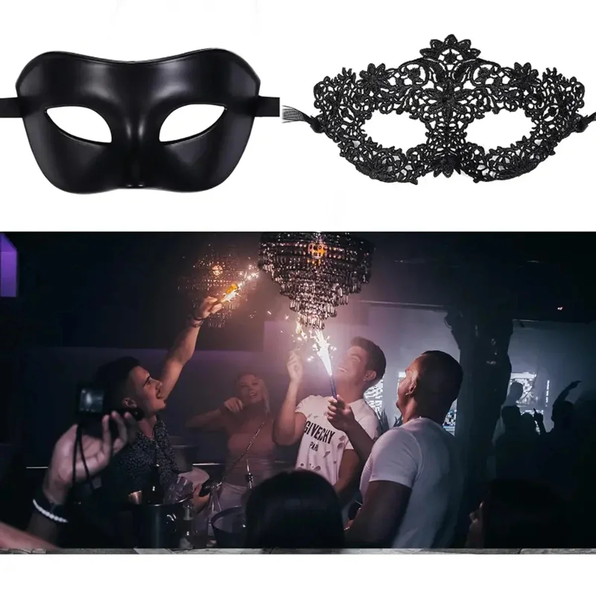 2pcs Elegant Black Lace Masque - Black Face Mask Pack 评论和价格